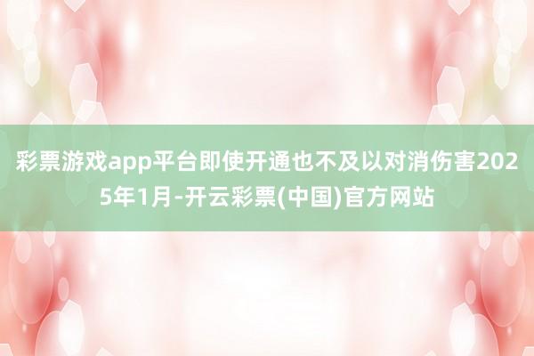 彩票游戏app平台即使开通也不及以对消伤害2025年1月-开云彩票(中国)官方网站